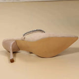 Straps Stiletto Heeled Sandals Women Pointed Toe Elegant High Heels Mules Woman Slip On Luxury Designer Party Shoes