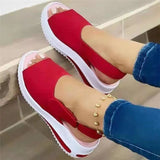 Breakj Women's Shoes Large Size Summer New Platform Simple Women's Single Shoes Velcro Casual Fish Mouth Sandal