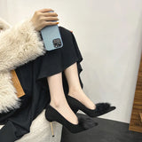 Breakj Winter New French Marinade Hair High Heels Design Sense Of Niche Stupant Temperament Royal Sister Sexy Singles