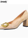 Size 34-42 Women Pumps Sexy Solid Real Leather High Heels Shoes For Woman Spring Party Office Lady Date Retro