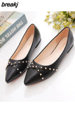 Flats Shoes Rivet Spring Summer New Female Metal Pointed Toe Casaul Shoes Comfortable Flats Loafers Shoes