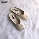 Spring Autumn Women Leather Comfy Flats Soft Bottom Shoes Soild Shallow Toe Split Causal Loafers Ladies Shoes