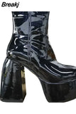 Design Great Quality Patchwork Super High Heel Ankle Boots Platform 2023 Sexy Elegant Woman Fashion Shoes Big Size