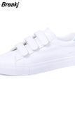 New Fashion Women Shoes Casual High Platform Hole PU Leather Striped Simple Women Casual White Shoes Sneakers Shoes