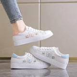 Breakj Spring And Summer New Embroidery Small White Shoes Net Red Flat Plate Shoes Women's College Wind Casual Single Shoes With Lazy