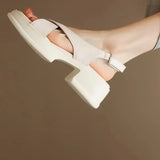 Breakj 2024 New Black Giant Soft Giant Comfortable Muffin Thick Base Simple Fashion Increase Roman Sandals