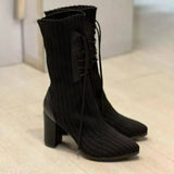 High Heels Ankle Women Sock Boots Chunky Walking Boots Winter 2024 Designer Fashion Weave Goth Pumps New Femme