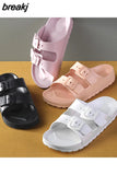 Platform Women EVA Flip Flops Beach Light Home Flat Heel Buckle Slippers Female Casual