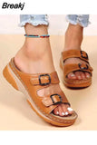 Women's Shoes on Sale 2023 Summer New Comfort Double Buckle Wedge Ladies Sandals Outdoor Beach Slippers Casual Slippers