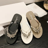 Breakj Summer New Glass Drill Flip-Flops Of Small Tails Wear Anti-Slip Wear-Resistant Flip