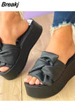 Sale Ladies High Heel Sandals Thick Summer Wedge Sandals Slippers Ladies Thick Sole Casual All-match Slippers Large