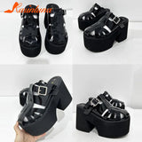 Thick Heels Platform Sandals For Women 2023 European Style Ankle Buckle Sandals Comfy Walking Lady Sandals