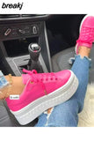 Thick Sole Vulcanized Sneakers Flats 2023 Fall Fashion White Running Shoes High Heels Platform Women's Shoes