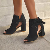 Plus Size Bow Women's Square Root Leak-toe Fish Mouth Women's High Heel Sandals Comfortable Women's Sandals Shoes