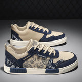 Men's Trend Vulcanized Shoes Flat Casual Shoes Fashion Spring Autumn Canvas Shoes Students Lace Up Walking Sneakers for