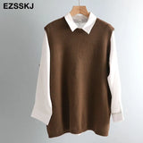 winter OVERSIZE thick Sweater vest women sleeveless warm Sweater Pullovers Women female o-neck LOOSE sweater