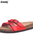 2023 New Summer Cork Slippers Women Casual Solid Color Flip Flops Holiday Beach Outside Slides