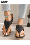 Toe Wedge Sandals Women 2023 Summer Thick Platform Beach Sandals Woman Plus Size 44 Low Heels Gladiator Sandalias De