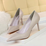 Breakj Korean Version Of Fashion Simple And Versatile Women's Shoes Fine Heel High Heel Shallow Mouth Pointed Professional OL Show Thin Women's Single