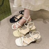 Women's Sandals Summer Footwear High Heels Luxury Designer Shoes Block Heel Low and Elegant Casual Medium Dresses on Offer