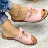 New Summer New Women Leisure Fashion Bow Flat Sandals Sandals Comfortable Soft Bottom Women's Breathable Beach