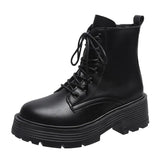 Fashion White Platform Boots Women Thick Bottom PU Leather Ankle Botas Mujer 2023 Autumn Winter Zipper Chunky Shoes
