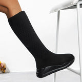 Winter Women Platform Over The Knee Boots Ladies Stretch Knitted Socks Long Boots Slip on Thick Bottom Shoes Woman