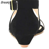 Women's Platform Wedge Sandals Simple Style Casual Pointed Toe High Heels Velvet Wedges Work Shoes 308-2