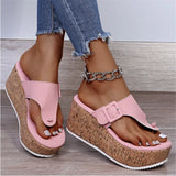 Women Summer Flip Flops Shoes Female Wedge Platform Sandal 2022 Ladies 7.5cm Thick Bottom Casual Slippers Shoe Black