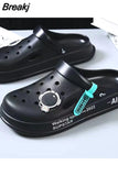 Men's Hole Shoes 2023 New Non-slip Thick-soled Casual Shoes Outerwear Beach Soft-soled Baotou Slippers Men's Slippers