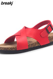2023 New Beach Cork Sandals Casual Women Summer Buckle Strap Outside Non-slip Sandalias