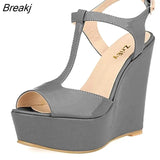 Women Wedge Sandals 2023 Peep Toe Buckle Shoes Woman Platform Canvas Wedges Fashion Summer Super High Heel