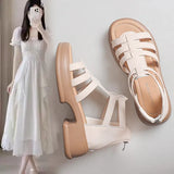 Breakj Sole Temperament Sandals Women 2023 Summer New Fashion Soft Sole Back Zipper Fairy Wind Roman