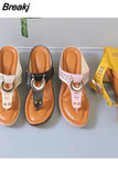 Women New Summer Sandals Open Toe Beach Shoes Flip Flops Wedges Comfortable Slippers Cute Sandals Plu Size Chaussure
