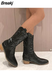 Women's 2023 New Fashion Temperament Autumn and Winter Knee High Cowboy Women's Boots Pointy Embroidered Women's Shoes