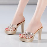 Sandals, Thick-Soled Slippers, Women's Thick-Soled Waterproof Platform, Fashionable, Large Size 4143 Frosted High-Heeled