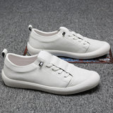 Breakj New Leather Bean Shoes For Men's Casual Driving Shoes Soft Sole Fashion Cover Foot Versatile Lazy Shoes