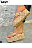Sale Ladies High Heel Sandals Thick Summer Wedge Sandals Slippers Ladies Thick Sole Casual All-match Slippers Large