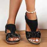 Women's Flowers Wedge Sandals Summer 2023 Plus Size 43 Platform Walking Sandalias Mujer Lightweight Non Slip Roman Shoes
