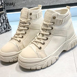 2023 Spring Ladies Fashion Shoes Autumn Winter Comfortable Leisure Leather Thick Platform Ankle Boot Low Heel Flats PU