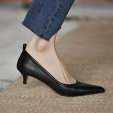 3.5CM Women Low Heels Dress Shoes Pointed Toe Slip on Boat Shoes Solid color Basic Pump Single Shoes Women Office