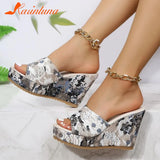 Dropship Platform Wedges Mules Sandals 2023 Summer New Floral Pattern Slide Sandals Comfy Beach Shoes Outside Slider