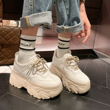 Size 33-40 Women Sneakers Lace Up 2023 Fashion Platform High Heels Shoes Woman Spring Solid Casual Daily Lady
