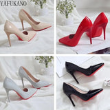 Color Small Fresh High Heels Patent Leather Stiletto Single Shoes Korean Sexy Pointed Pumps Black Professional Work
