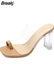 High Heels Women Shoes Clear Heels Fashion PVC Transparent Shoes Heels Sandals Women Slippers Open Toe Party Wedding