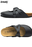 2023 New Summer Women Cork Slippers Buckle Non-slip Casual