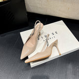 Breakj Heels 2025 Spring New Sexy Night Club Pointed Women's Single Shoes With Shallow Mouth Water Drill Bag Head