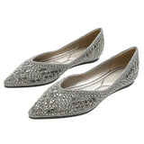 New Women Pointed Toe Flats Fashion Glitter Beading Ballerian Shoes Spring Autumn Slip on Comfortable Shallow Single