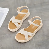 Sandals Flat Summer Shoes Woman Suit Female Beige Buckle Strap Clear Heels New Without Gladiator Girls Black Low Comfort