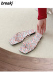 Square Toe Slippers Women Slip On Slide Flat Casual Summer Shoes Beach Flip Flops Narrow Band Sandal New Brand
